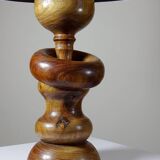 Imposing vintage Scandinavian style lamp designed in turned carved wood with a