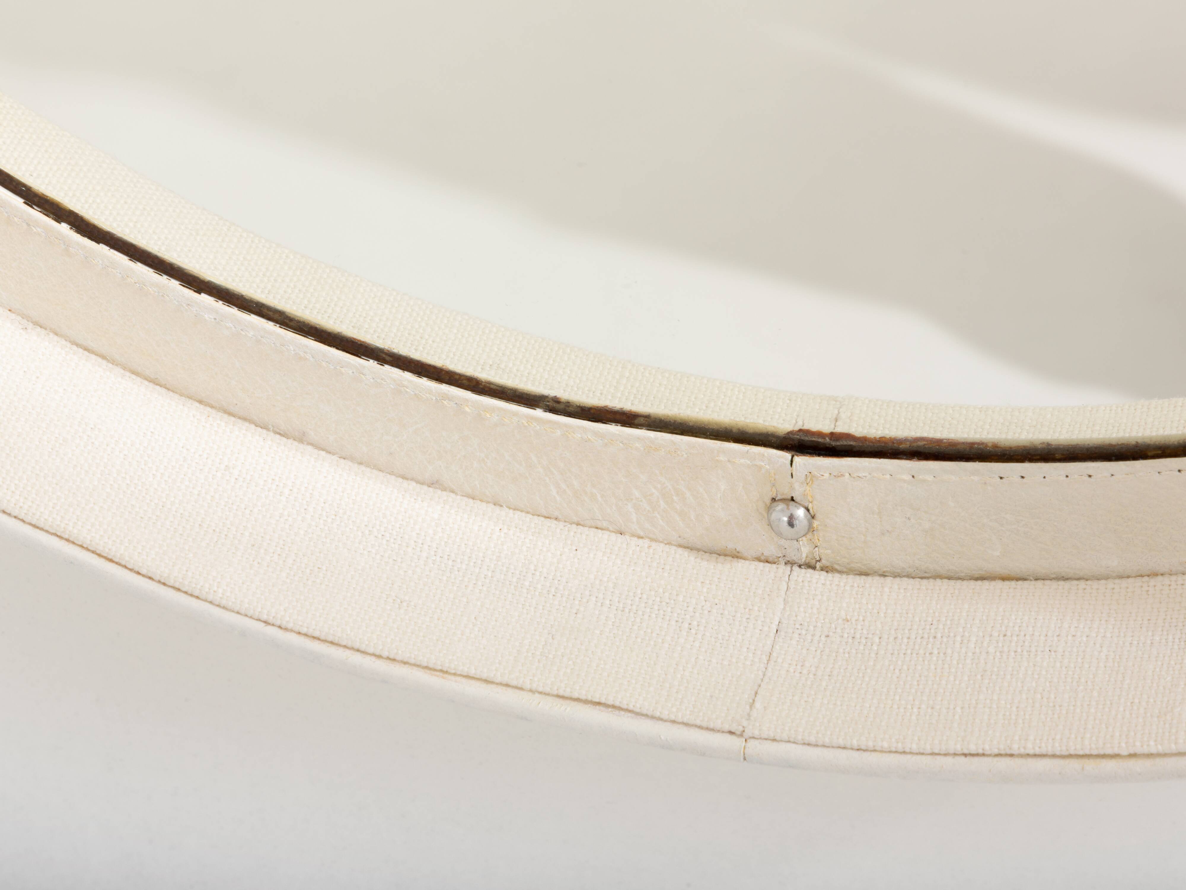 Jacques Adnet original cream leather mirror from around 1940.