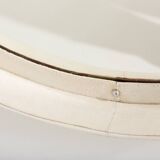 Jacques Adnet original cream leather mirror from around 1940.