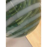 Contemporary Green and White Swiriling Sphere Pendant in Glass