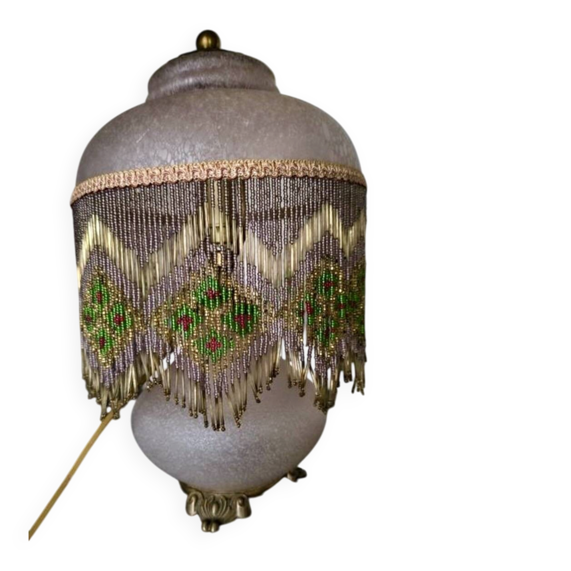 Lampe de table Vetri Murano VM 048, frange de perles Art Déco