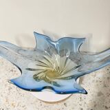 Large Murano centerbowl in blue & amber- Sommerso technique