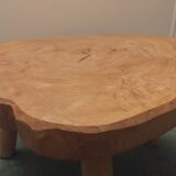 Artisanal massive elm trunk coffee table