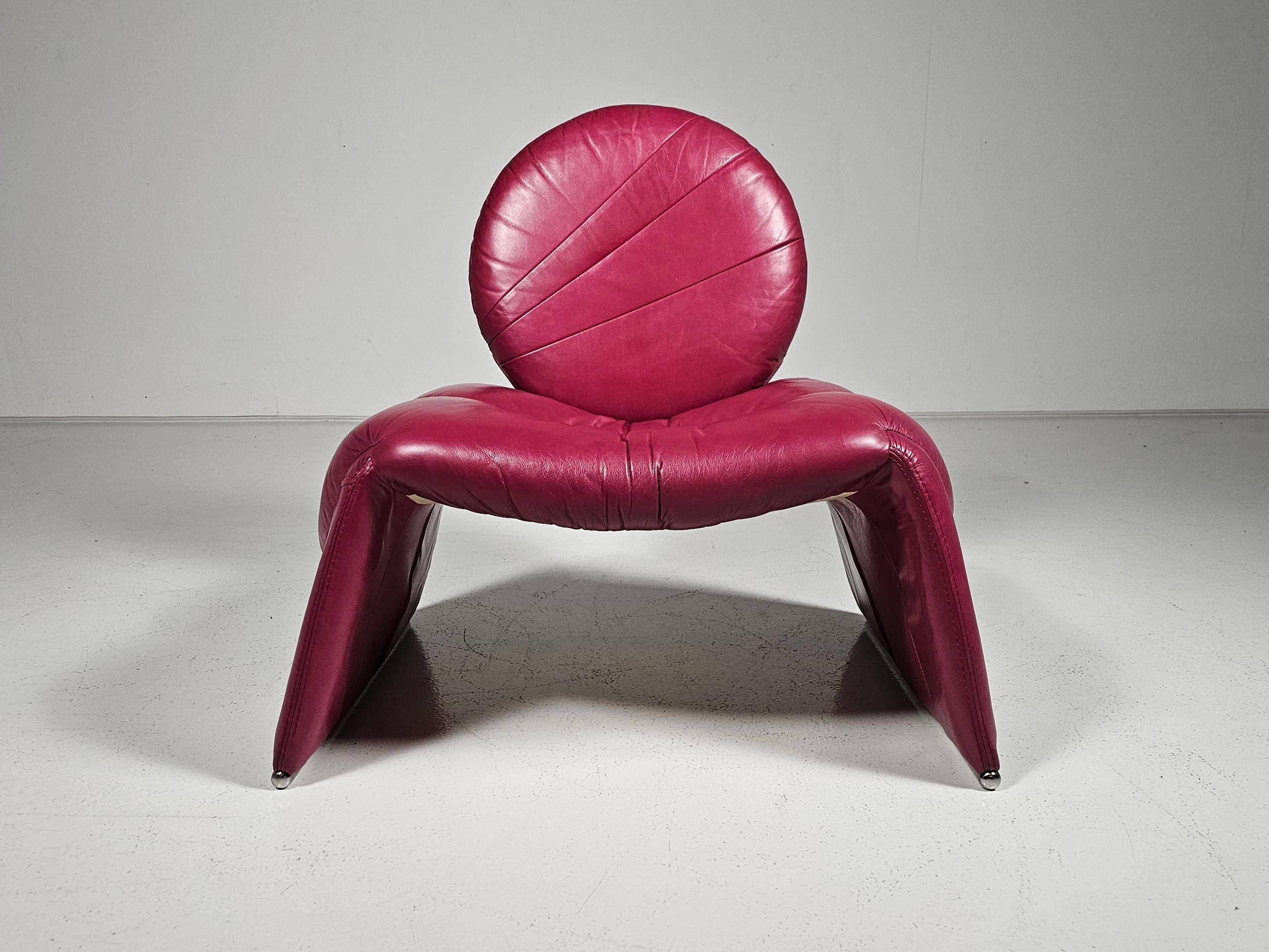 Calypso pink chaise longue by Vittorio Introini for Saporiti, Italy, 1970.