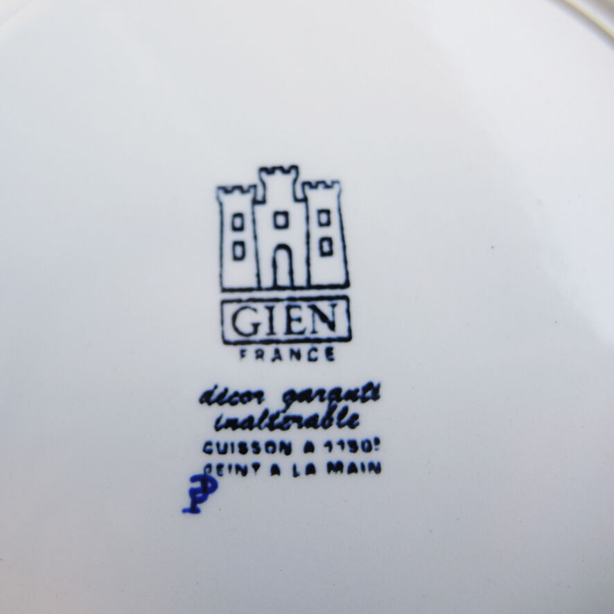 Vintage ceramic dessert plate from Gien – peony design