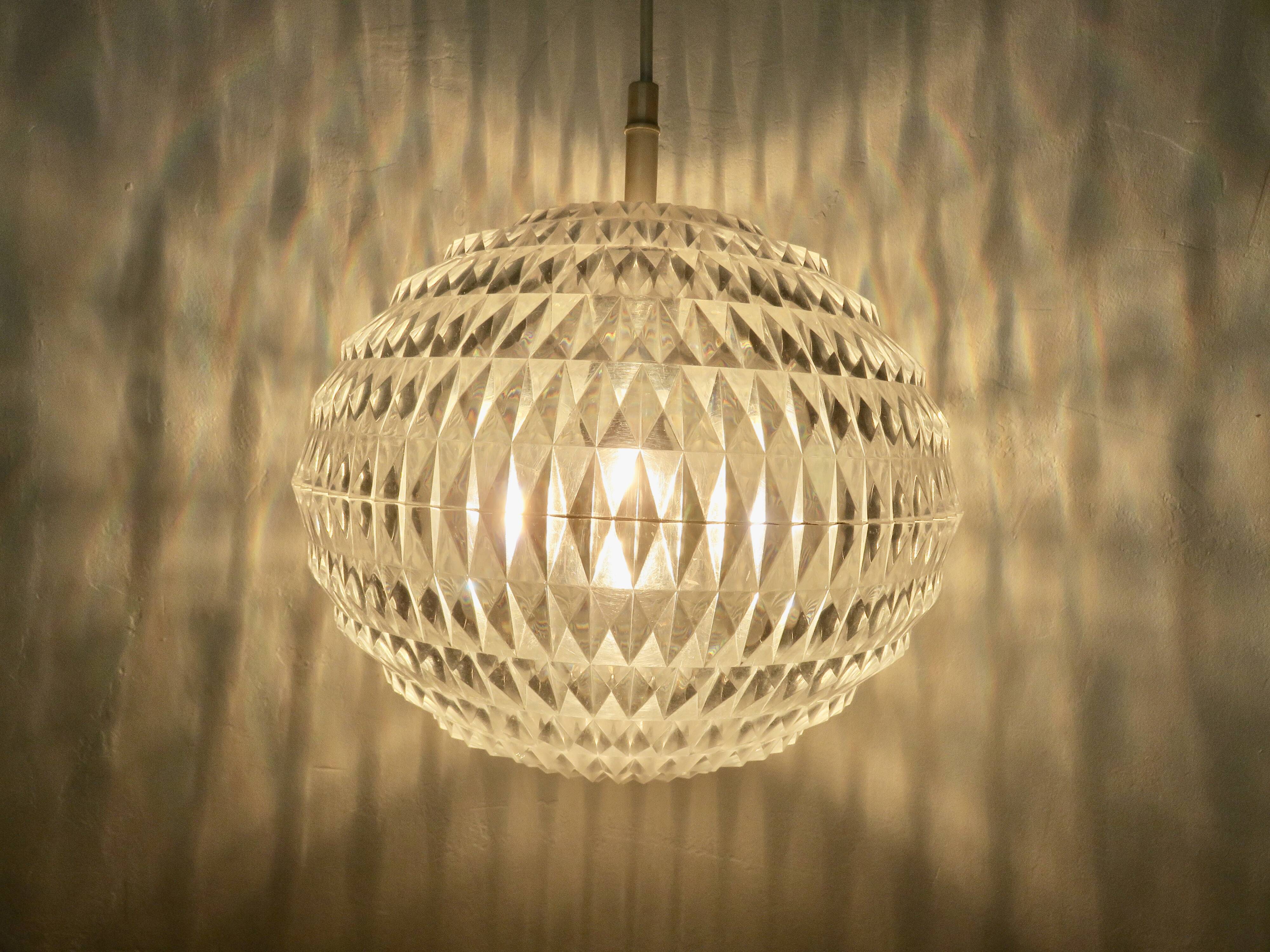 "ERCO" Diamond pendant light by Aloys Gangkofner Germany 1970 vintage
