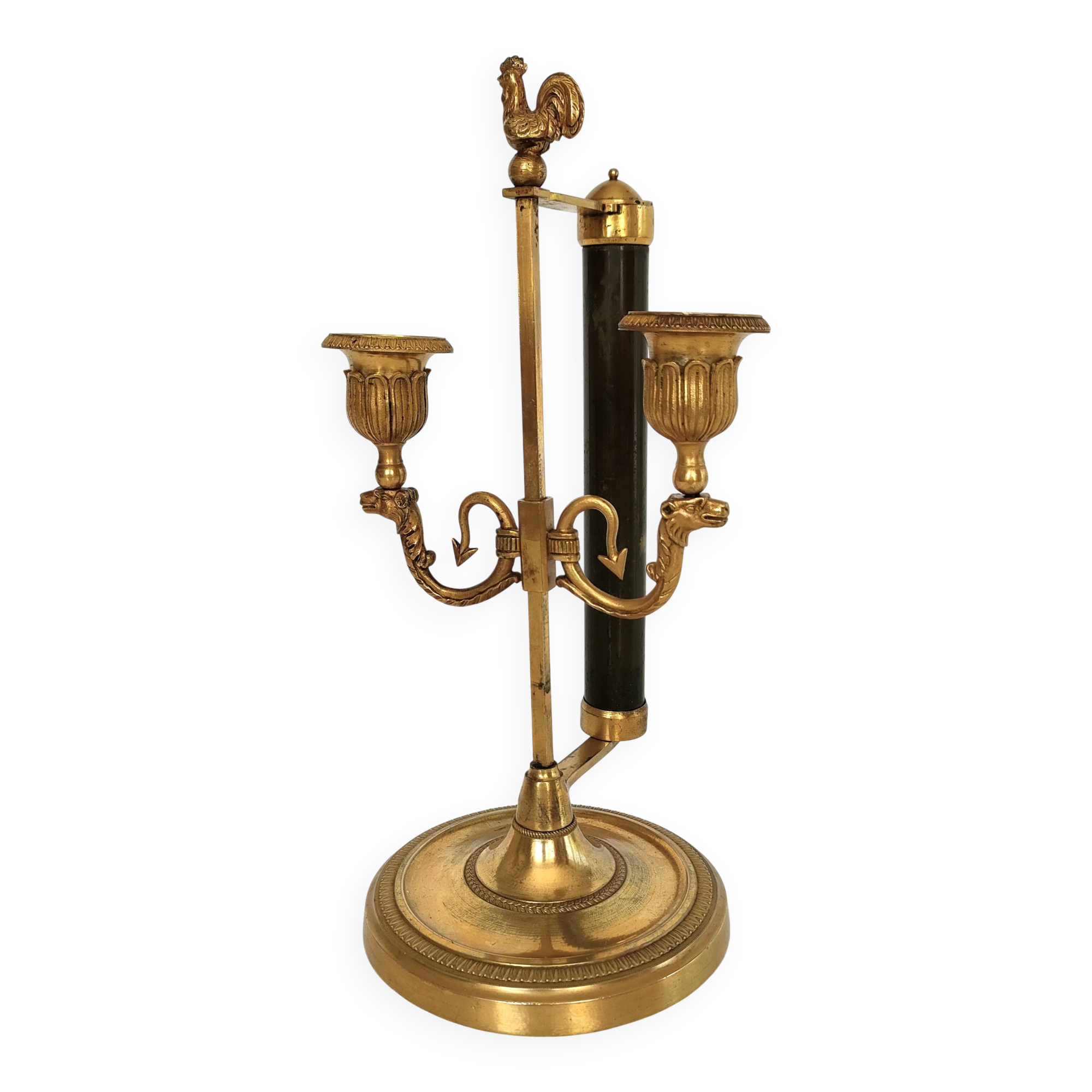 Chandelier with the Fan, the Griffins and the Rooster - Louis XVIII - Gilded brass