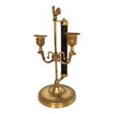 Chandelier à l'eventail, aux griffons et au coq en laiton doré, époque Louis XVIII