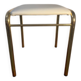 Gold metal and white leatherette stool from the 80s