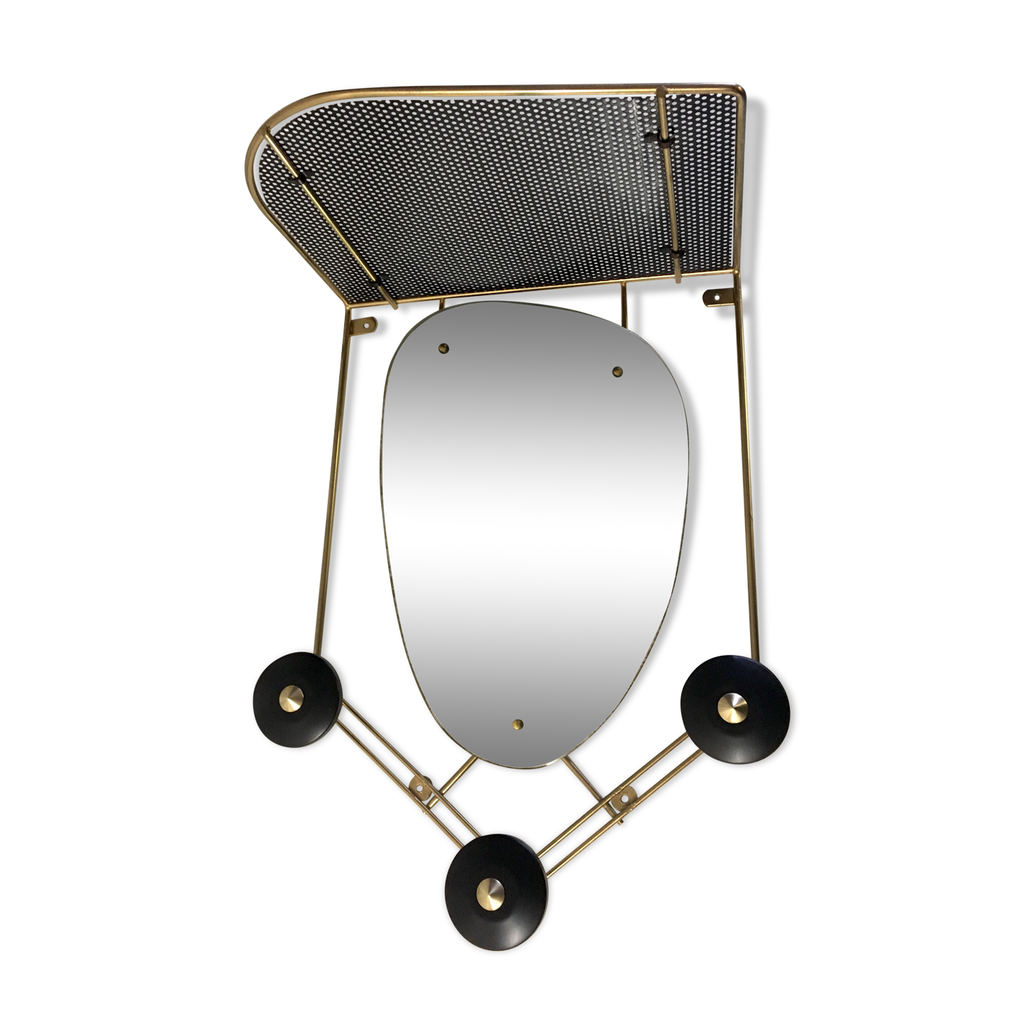 Black and gold metal coat rack., 1950