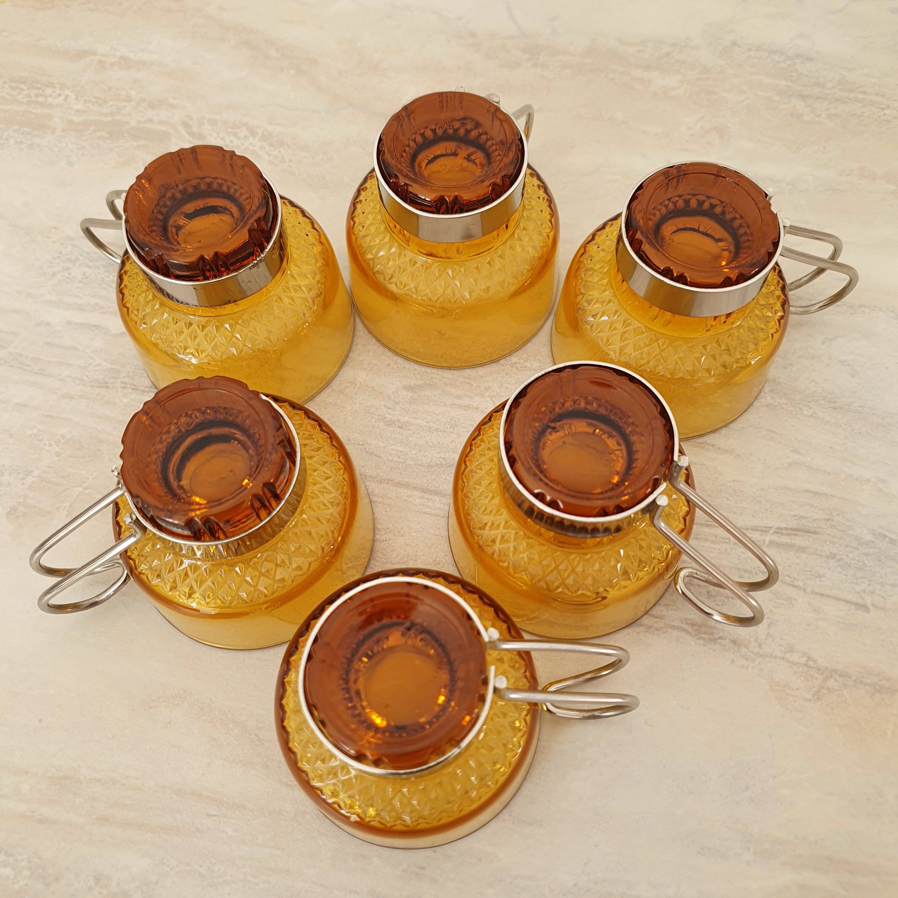 Amber glass italian coffee espresso cups