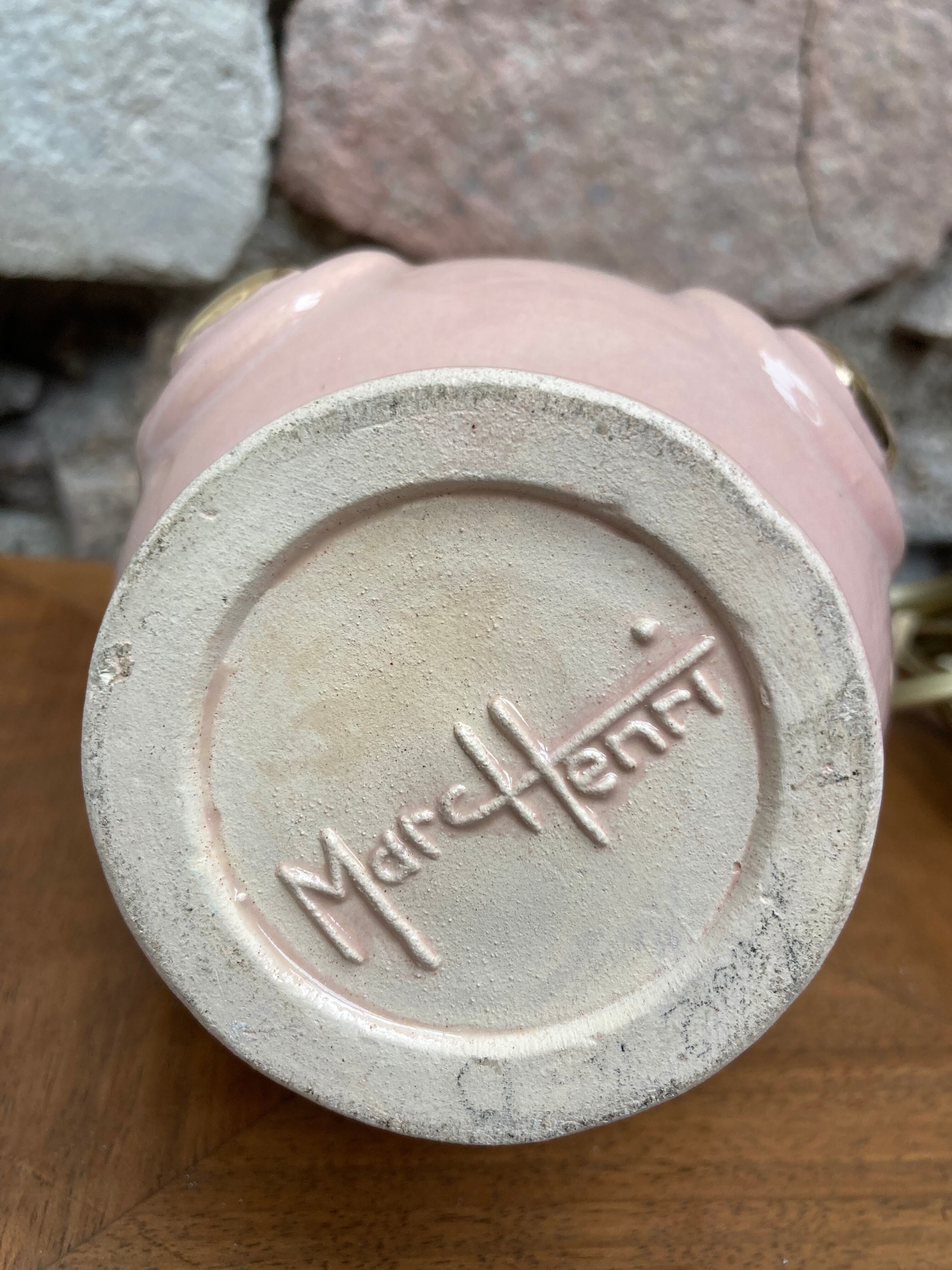 Foot of pink ceramic lamp 50s