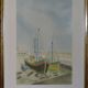 Lithograph sailboats in port 57 x 79 cm