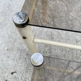 2 tables basses gigognes industrielles beige en verre Yves Boutboul 1970