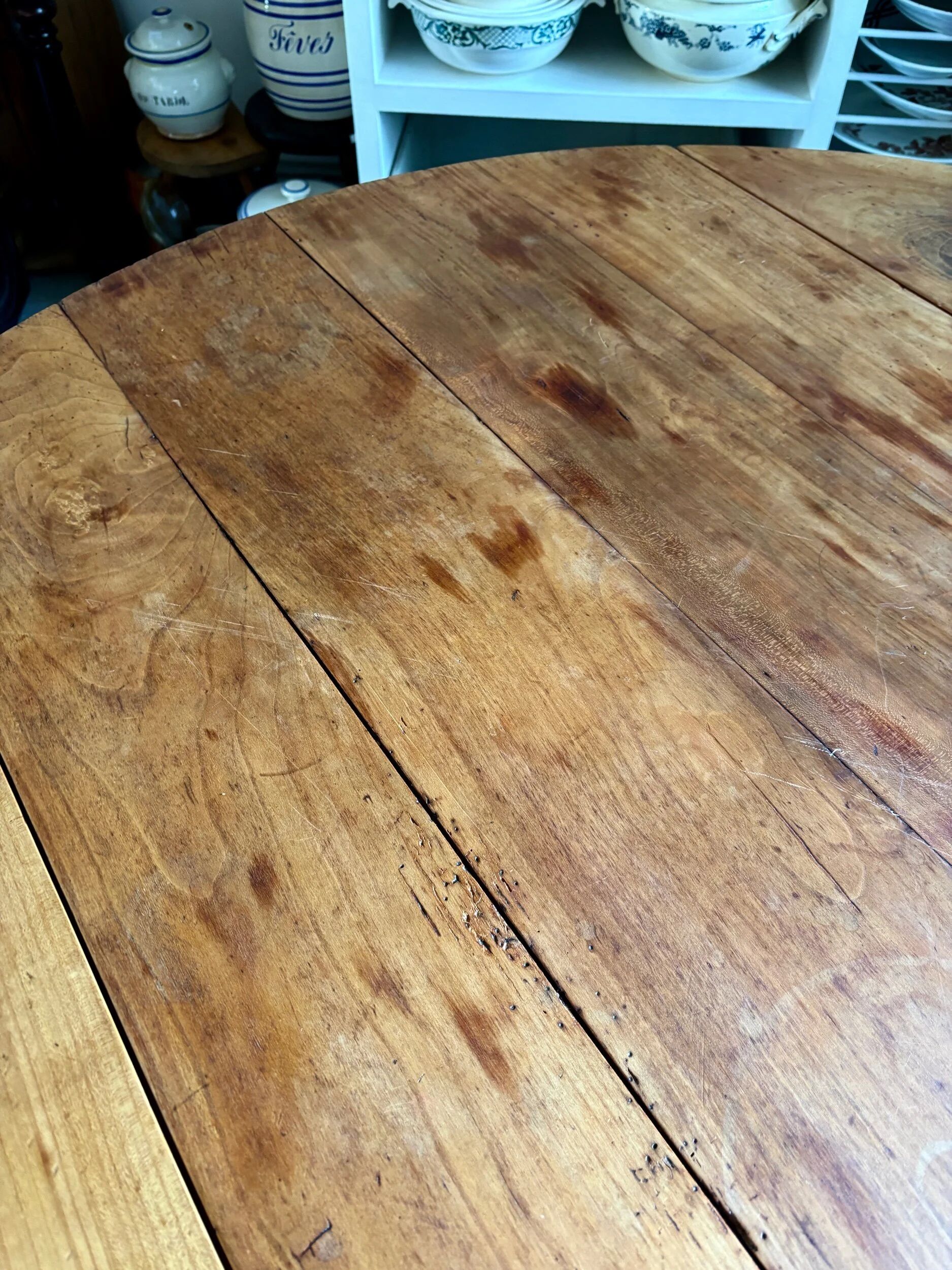 Dining table with 2 leaves in wood ⌀ 120 cm