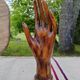Carved wooden ring holder signed 70s