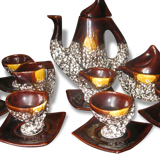 Service coffee a Vintage modernist Fat lava Brown