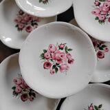 8 Gien dinner plates with rose decoration — 1960s-70s