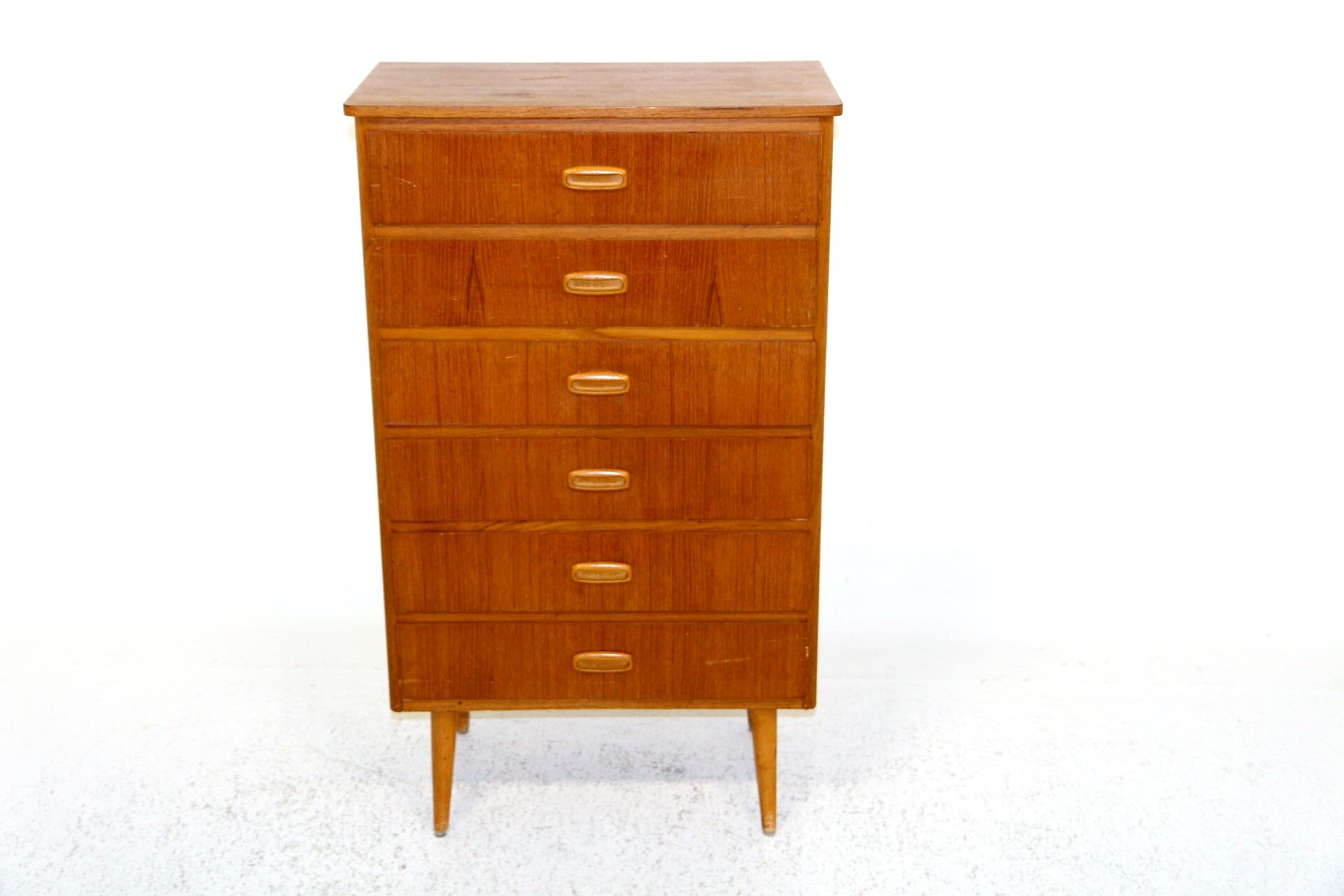 Tallboy teak chest of drawers, sweden, 1950