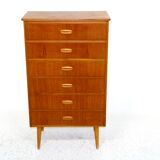 Tallboy teak chest of drawers, sweden, 1950