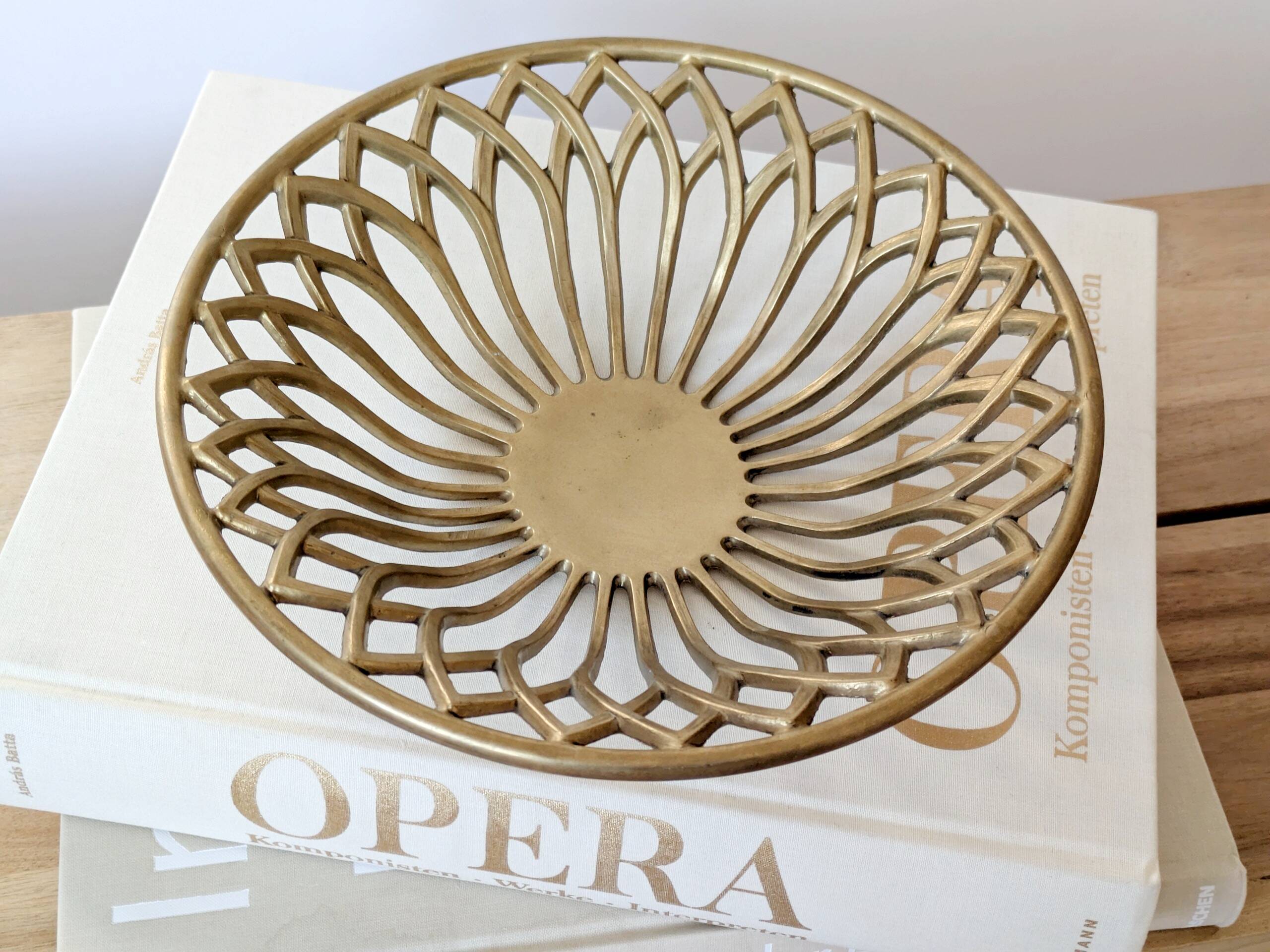 Vintage brass cut-out cup, Mid-Century design from the 1960s.