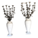 Pair of carrara marble vases, bronze bouquet of flowers