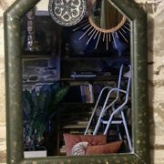 Mirror countryside wood and moulded stucco painted with gold garlands - 50 x 37 cm