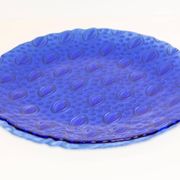 Vintage dark blue decorative plate in glass, Italy, 1960s.