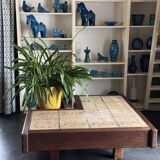 Brutalist Coffee Table with Flower Pot