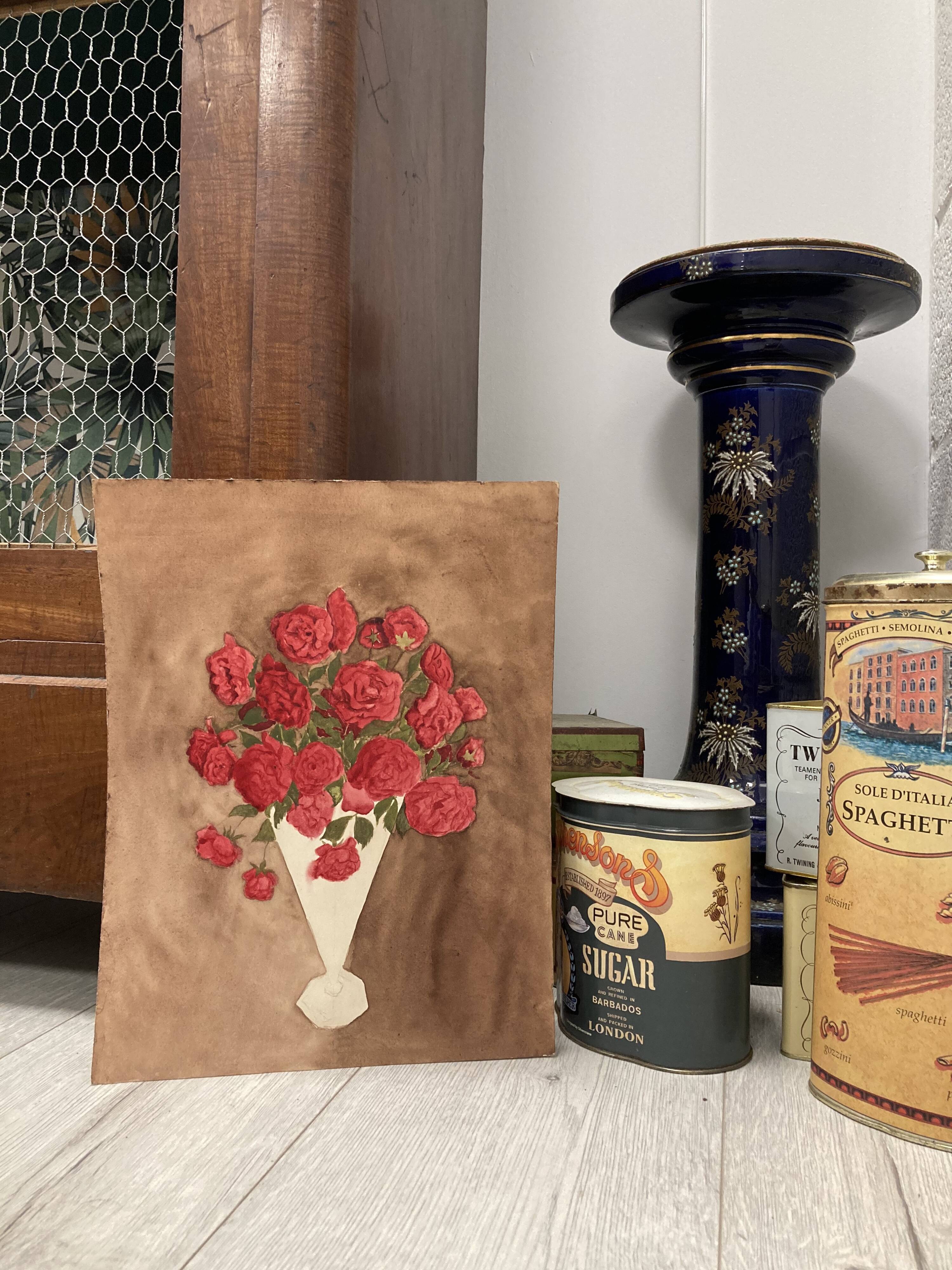 Watercolor with bouquet of roses