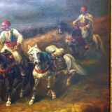 Old painting "Arab Riders at the water's point".