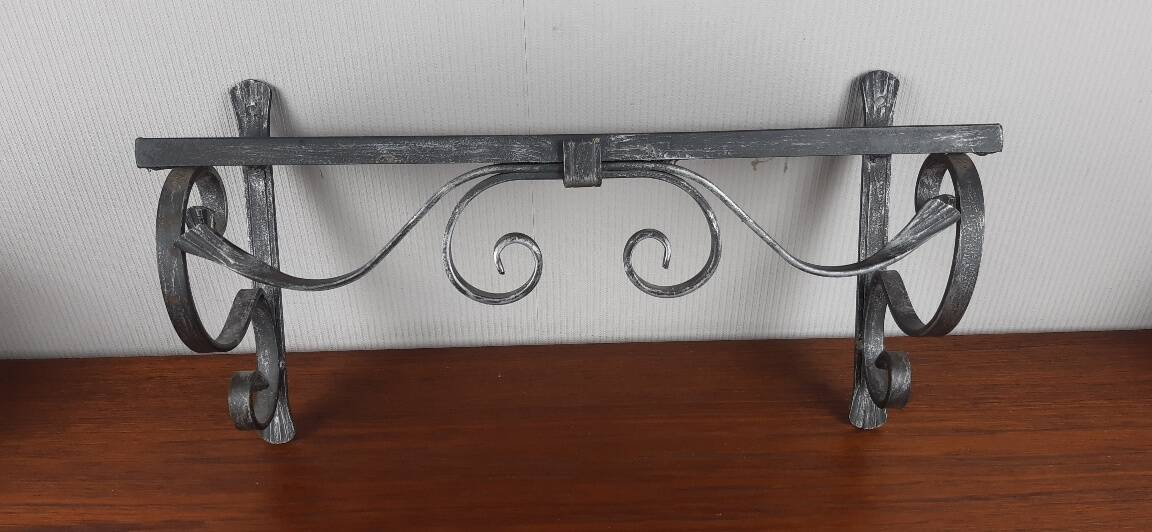 Wrought iron and ceramic shelf – Germany, 1970s