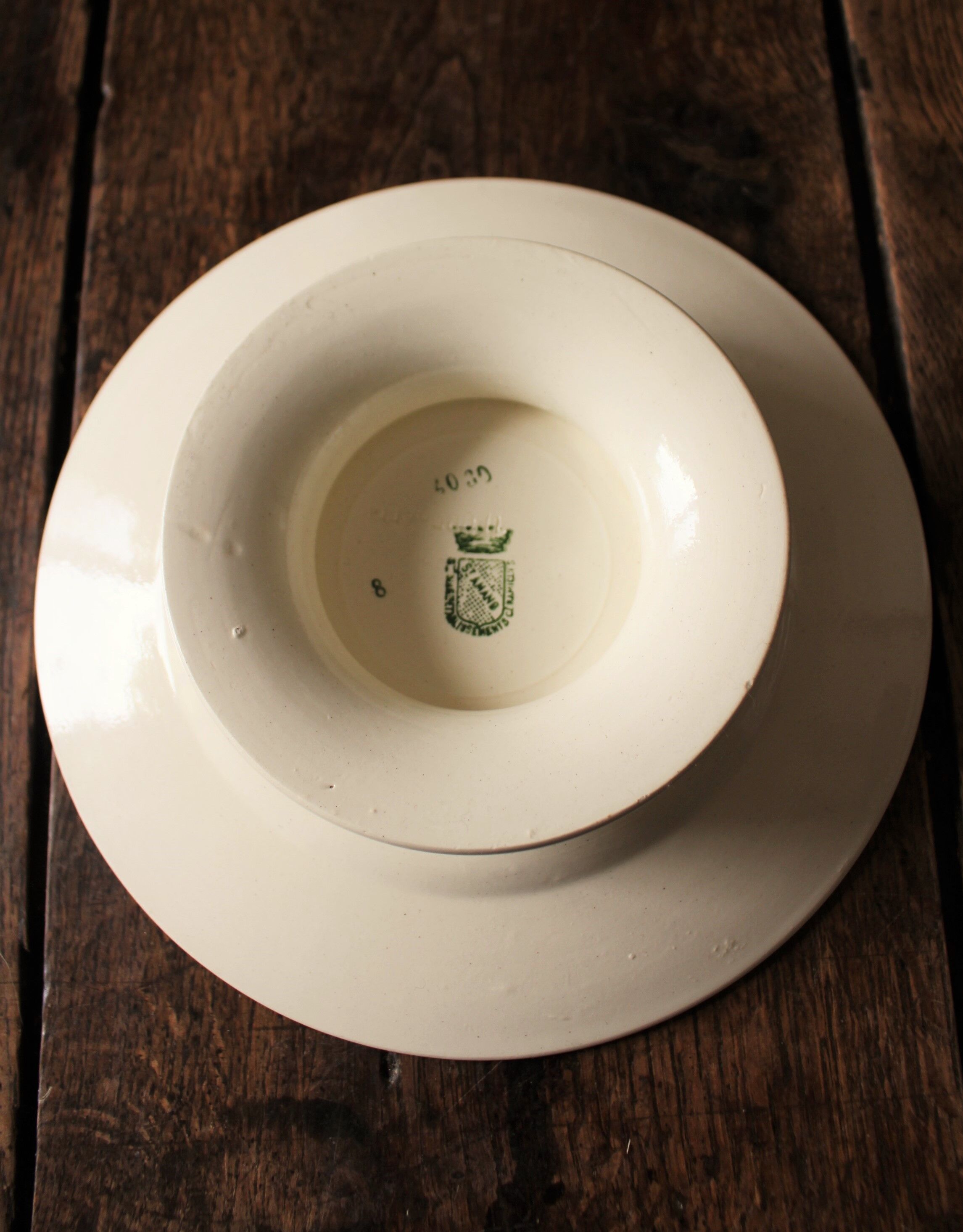 Cup on foot roses green circle gilding saint amand