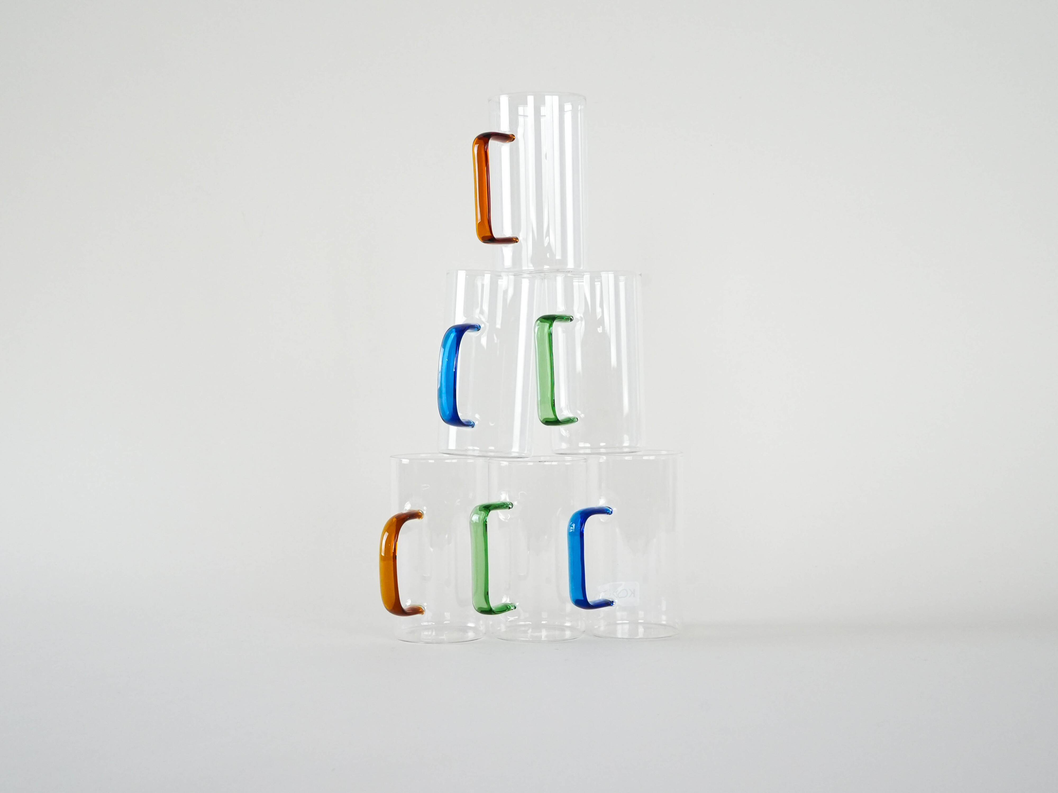 Set of six glasses, Danish design, 1970s, made in Denmark