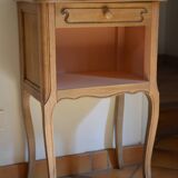 Wood and pink bedside table