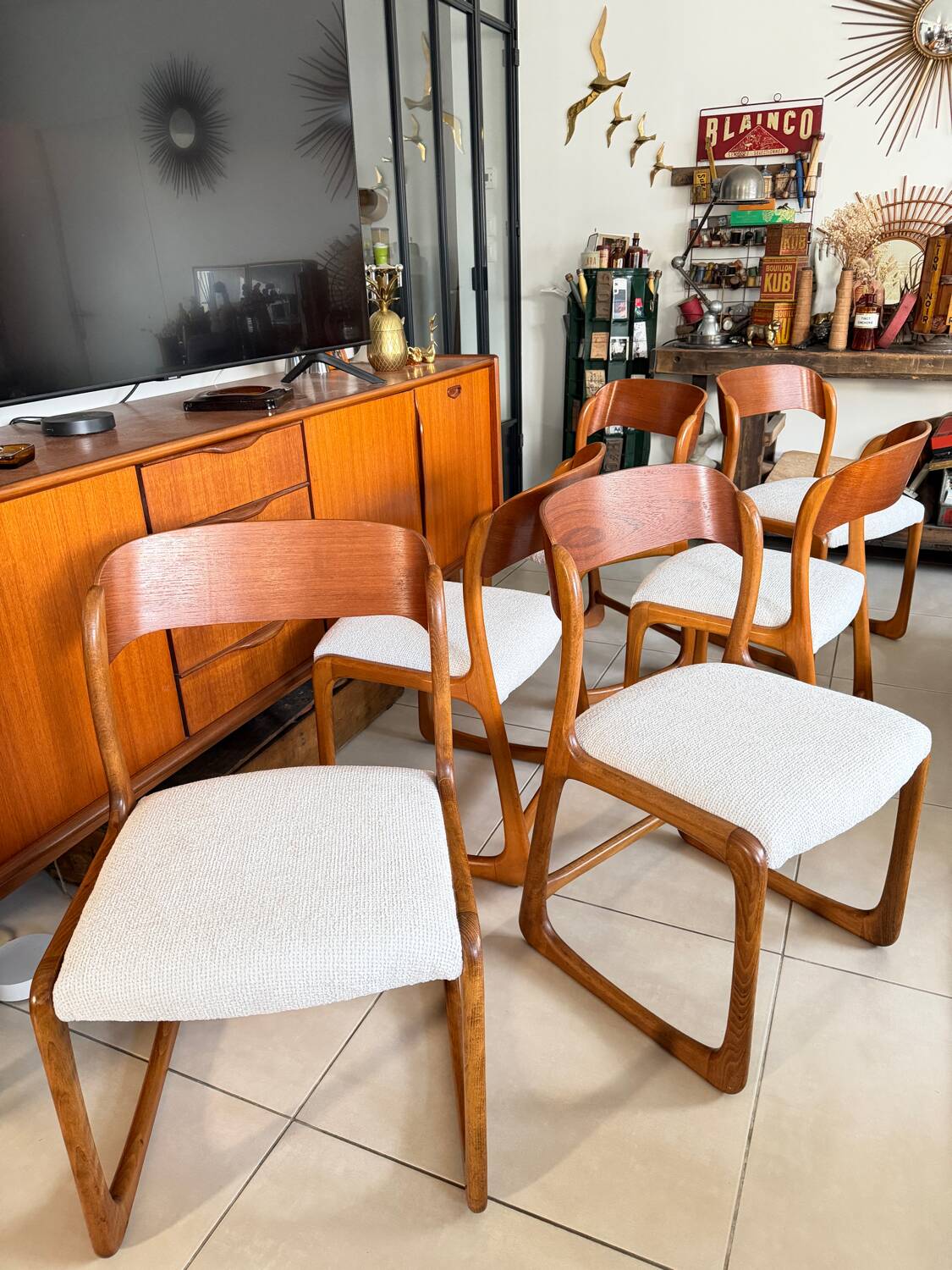 Set of 6 vintage Baumann sled chairs