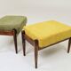 Scandinavian green/yellow corduroy stool Set of 2
