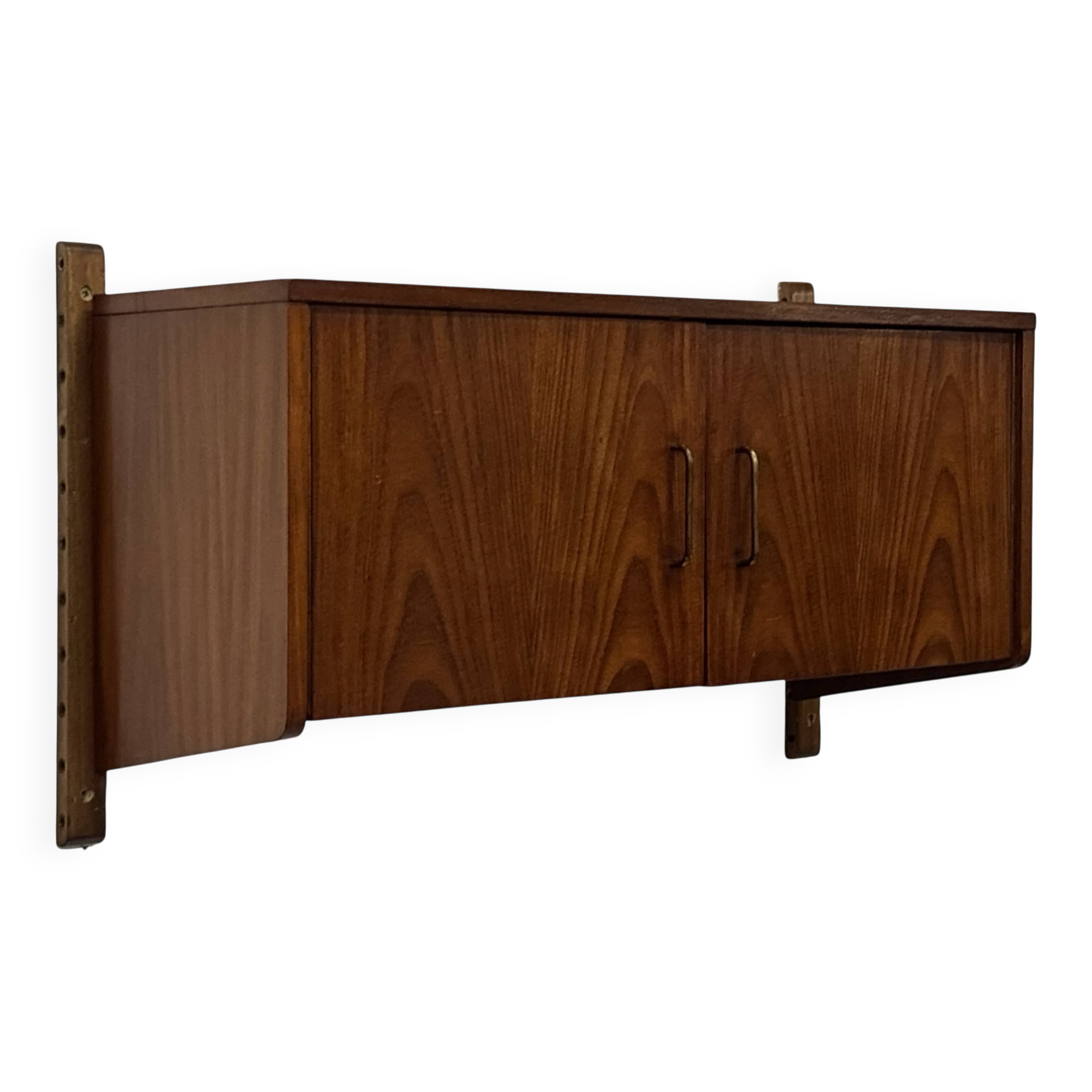 Vintage wall cabinet compact wall system 1960s teak veneer