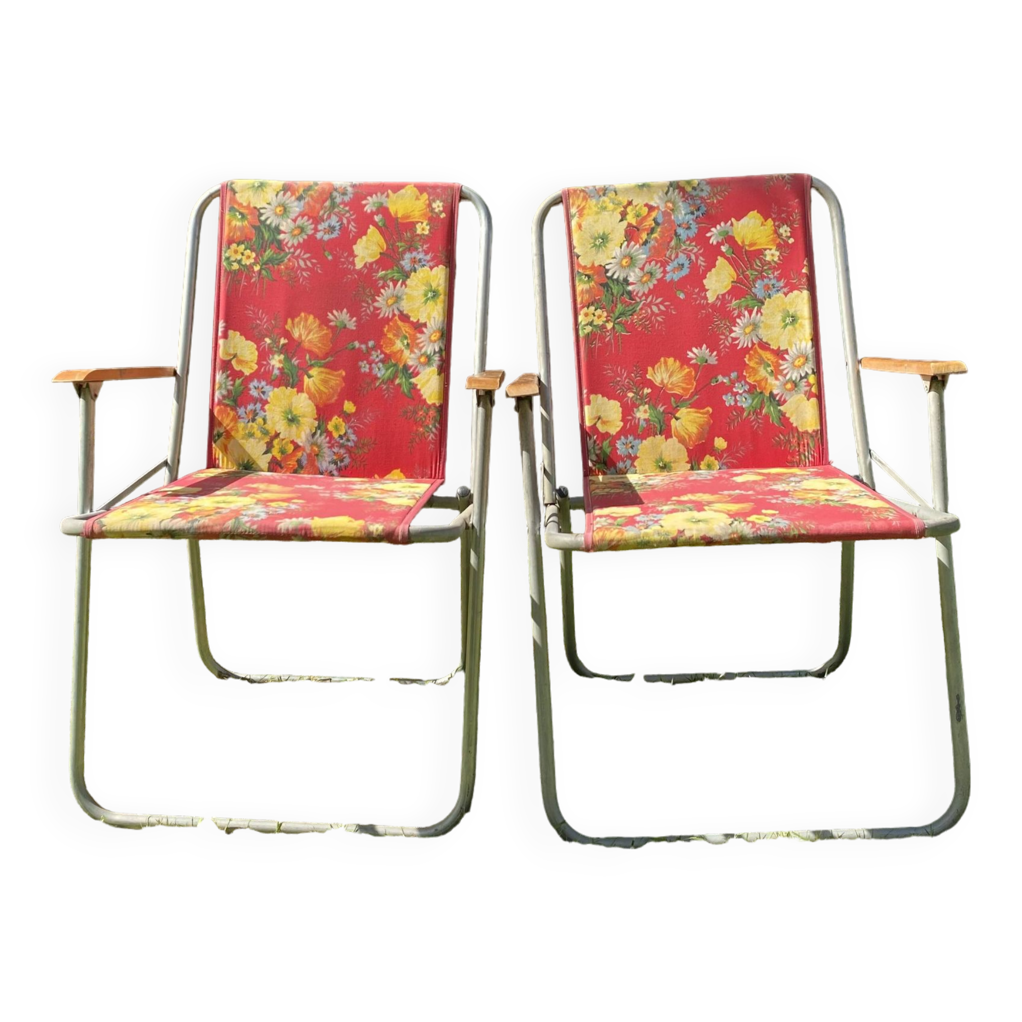 60s floral camping folding chairs