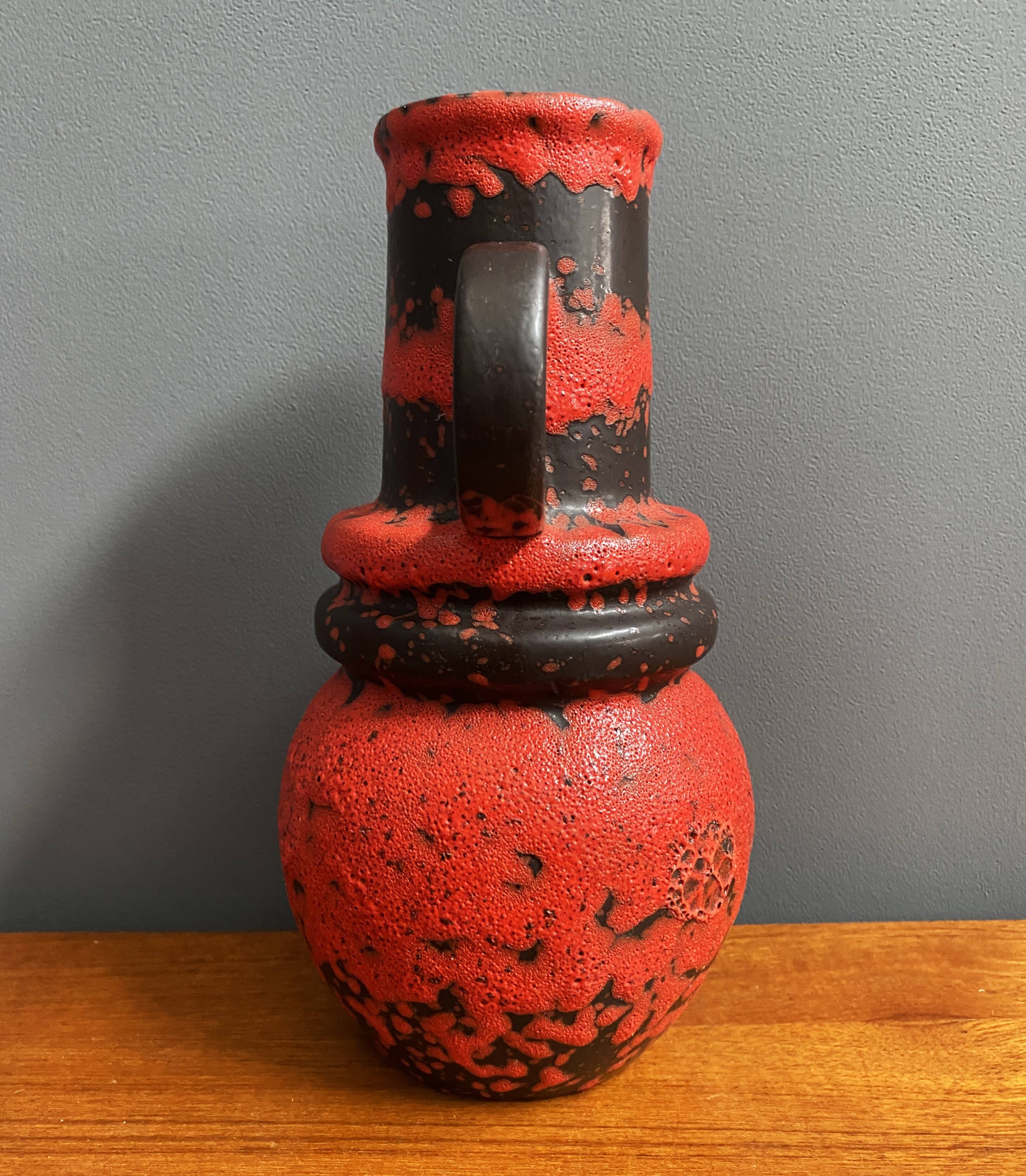 Scheurich vase model 428-26 red and black west germany pottery