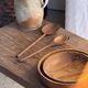 Salad server or flat-ended slotted spatula in teak L30 D9x8