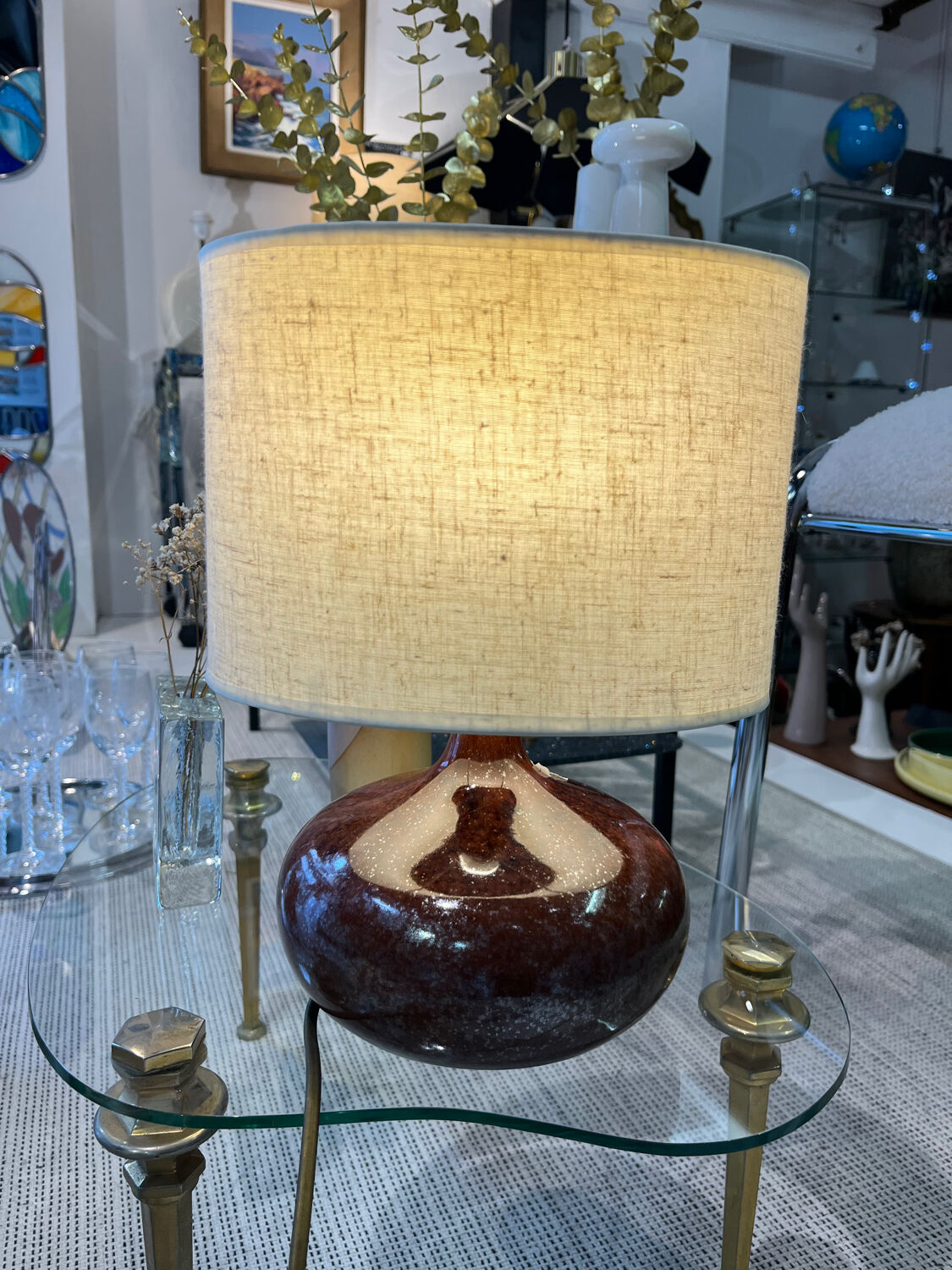 Vintage stoneware floor lamp