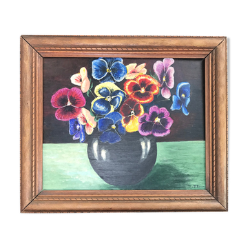 Painting of a bouquet of pansies