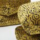 Pair of poufs velvet motifs 1970