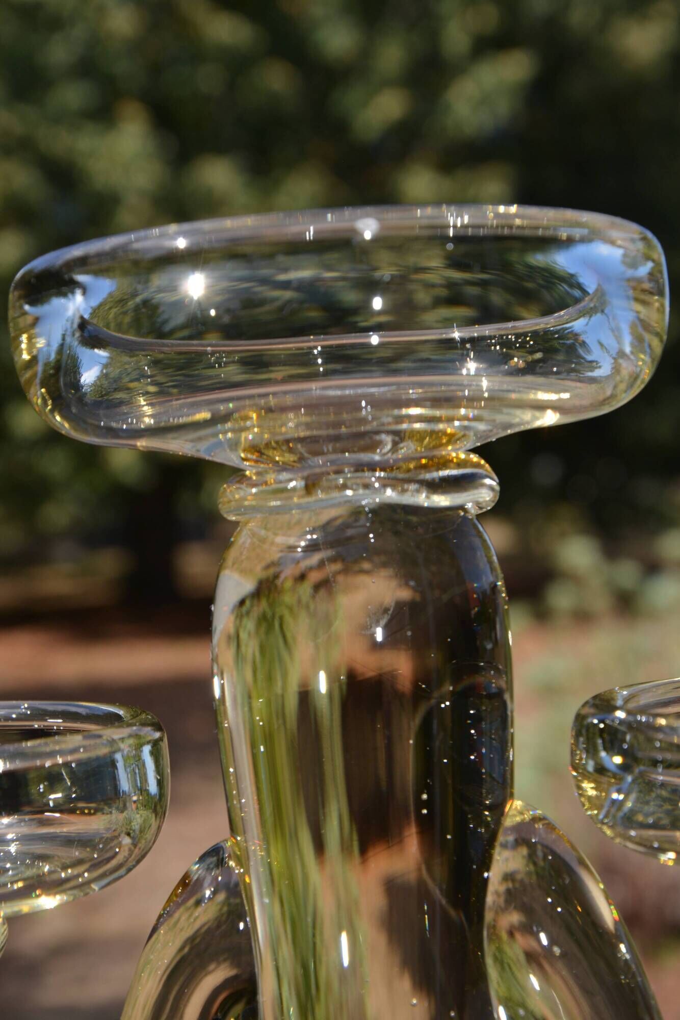 Large blown glass chandelier with bubbles