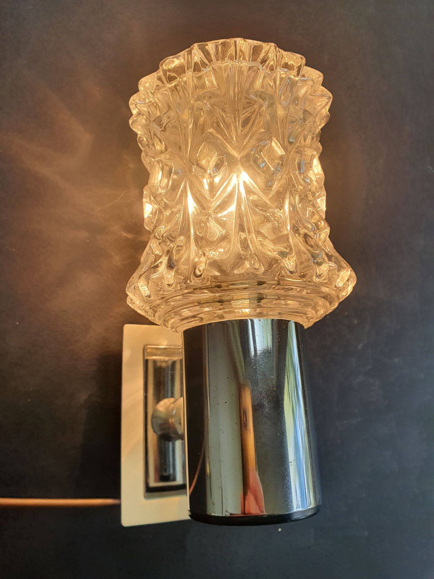 Pair of vintage Italian chrome wall lights by Targetti 1970