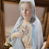 Antique Religious Biscuit Statuette Virgin Mary Sacred Heart