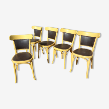 Set de 5 chaises bistrot peintes