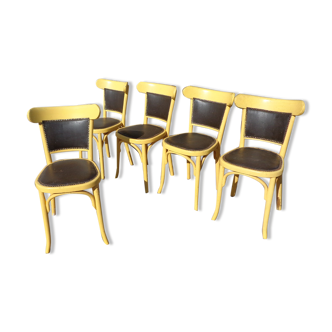 Set of 5 painted bistro chairs