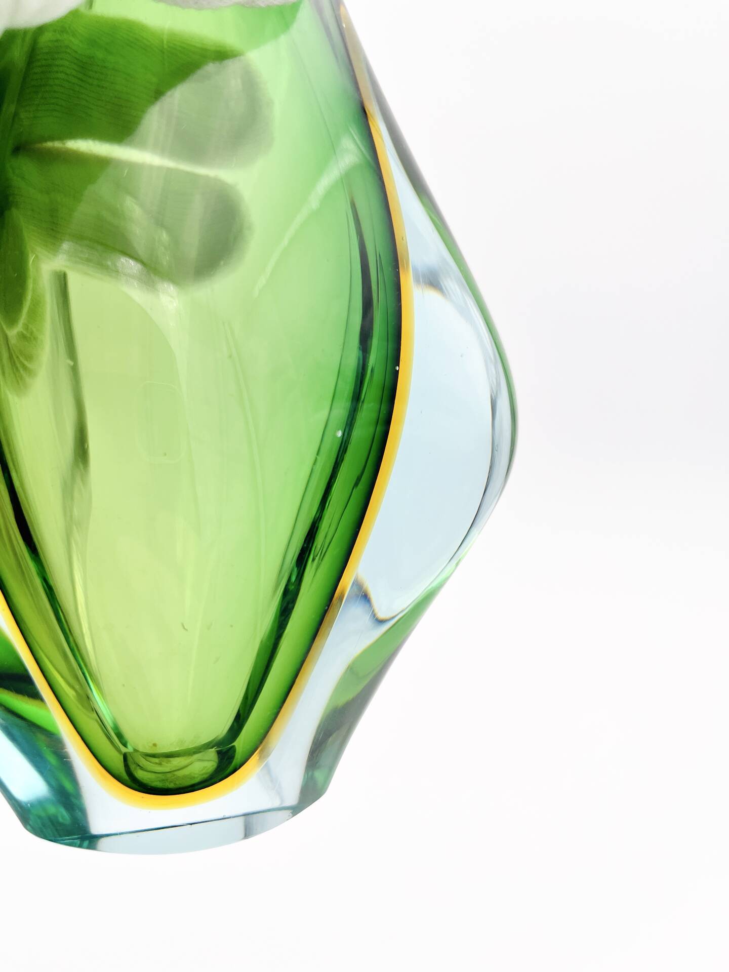 Murano vase Flavio Poli Sommerso Emerald Green Yellow Turquoise 26cm